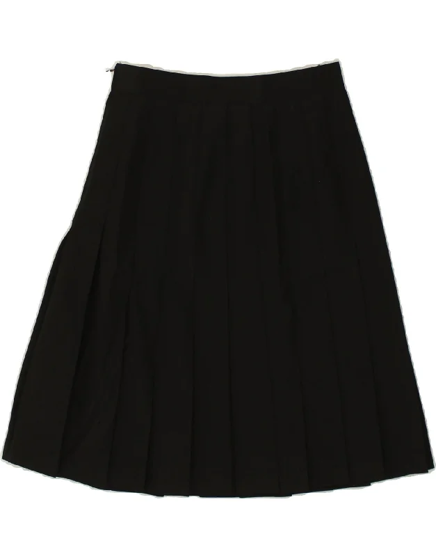 VINTAGE Womens Knife Pleated Skirt EU 38 Medium W28  Black Polyester chiffon skirt airy