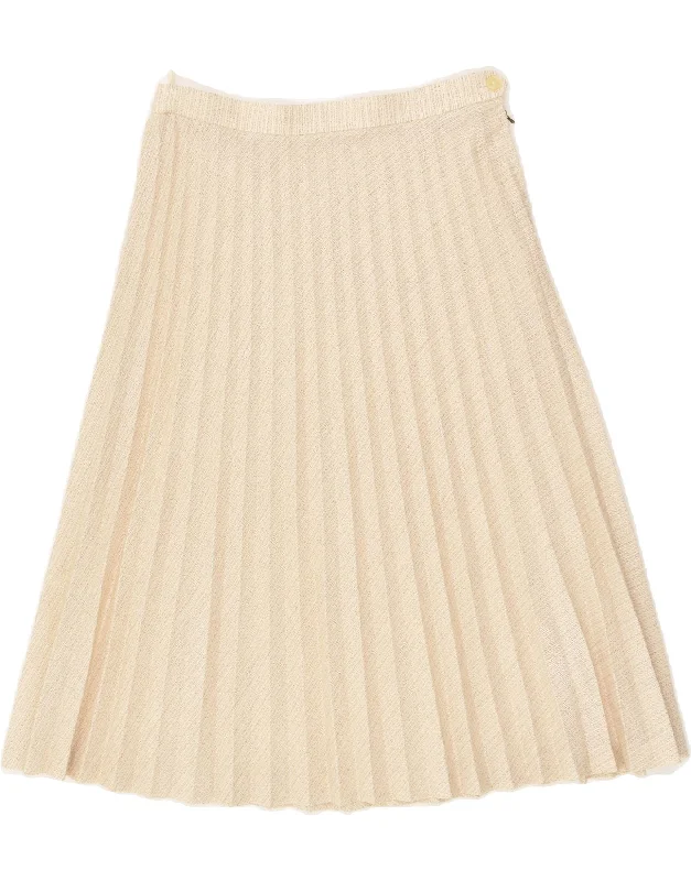 VINTAGE Womens Knife Pleated Skirt W30 Medium  Beige denim skirt trendy