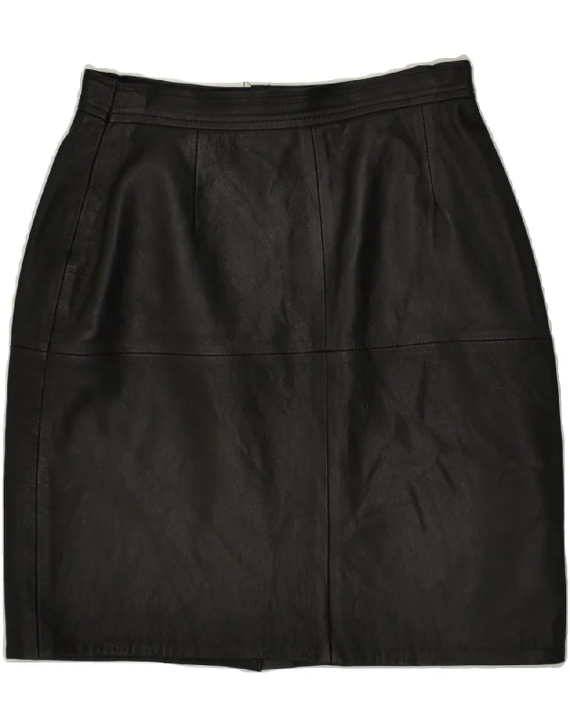 VINTAGE Womens Leather Skirt EU 38 Medium W28 Black lace skirt intricate