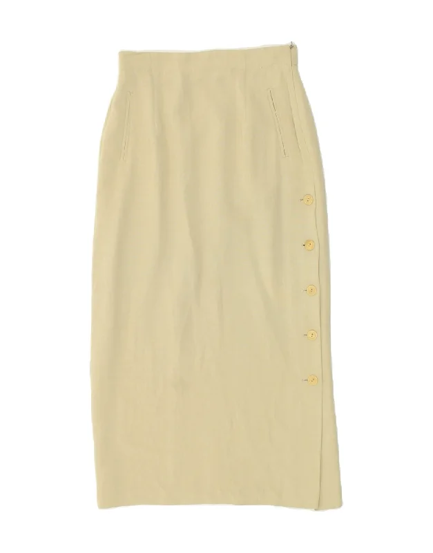 VINTAGE Womens Maxi Skirt EU 38 Medium W28  Beige Cotton elastic waist skirt