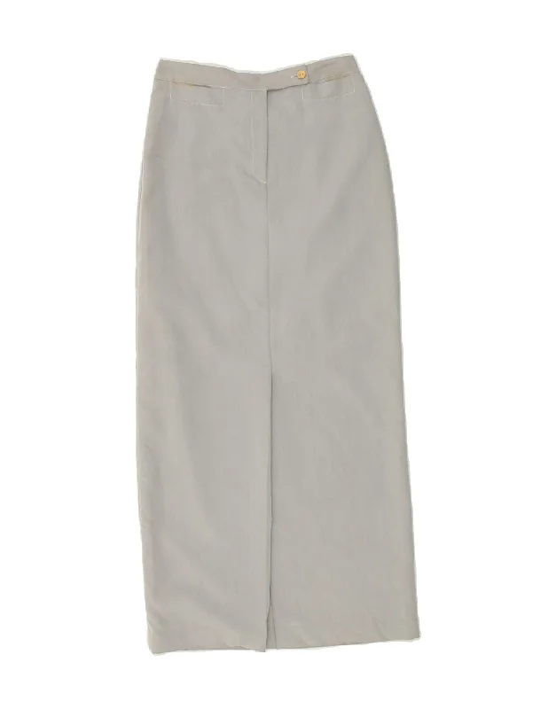 VINTAGE Womens Maxi Skirt IT 42 Medium W28/ Grey Polyurethane cashmere skirt soft