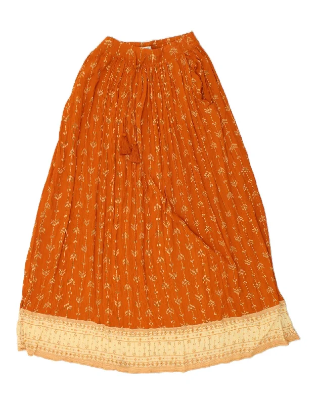 VINTAGE Womens Maxi Skirt Large W28  Orange Striped Viscose wrap skirt elegant