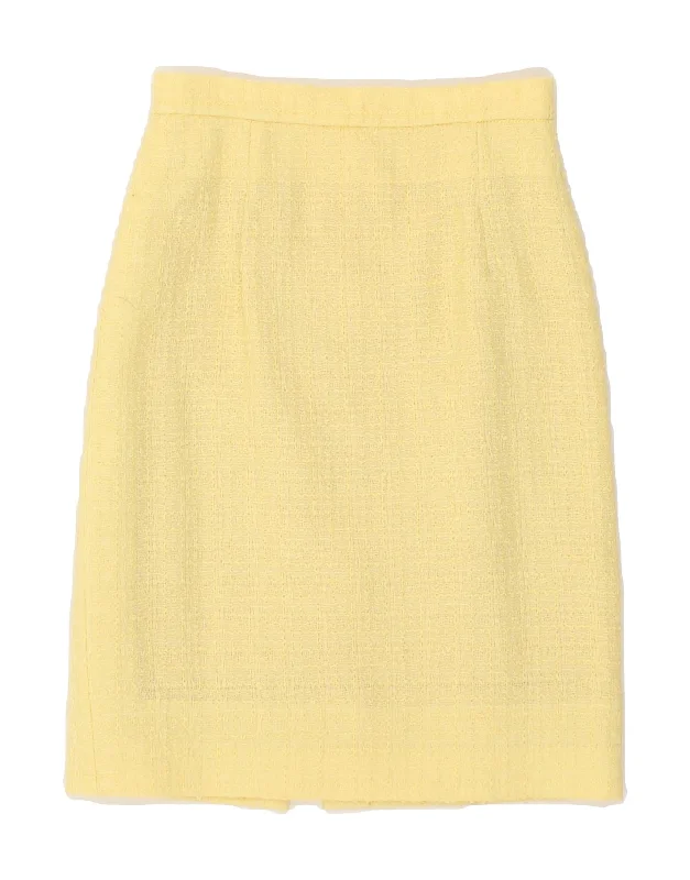 VINTAGE Womens Midi Skirt W25 XS Yellow