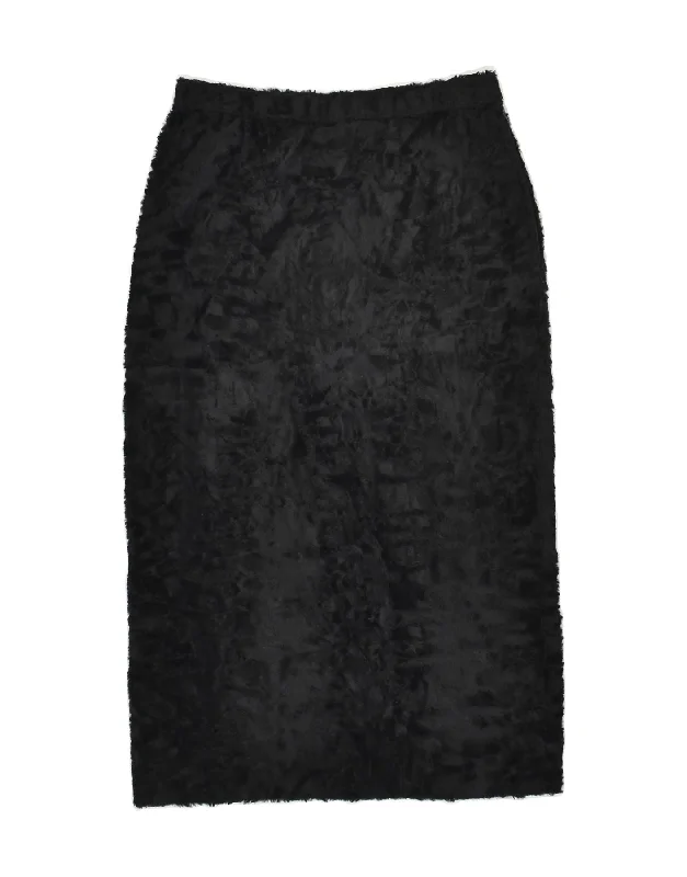 VINTAGE Womens Midi Skirt W26 Small Black chiffon skirt lightweight