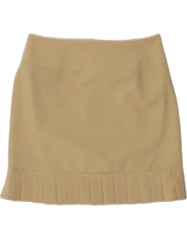 VINTAGE Womens Mini Skirt UK 14 Medium W30 Beige Polyester slim fit skirt
