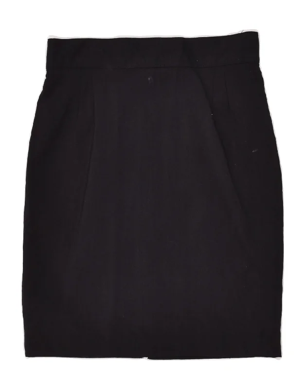 VINTAGE Womens Pencil Skirt W26 Small  Navy Blue Virgin Wool slim fit skirt