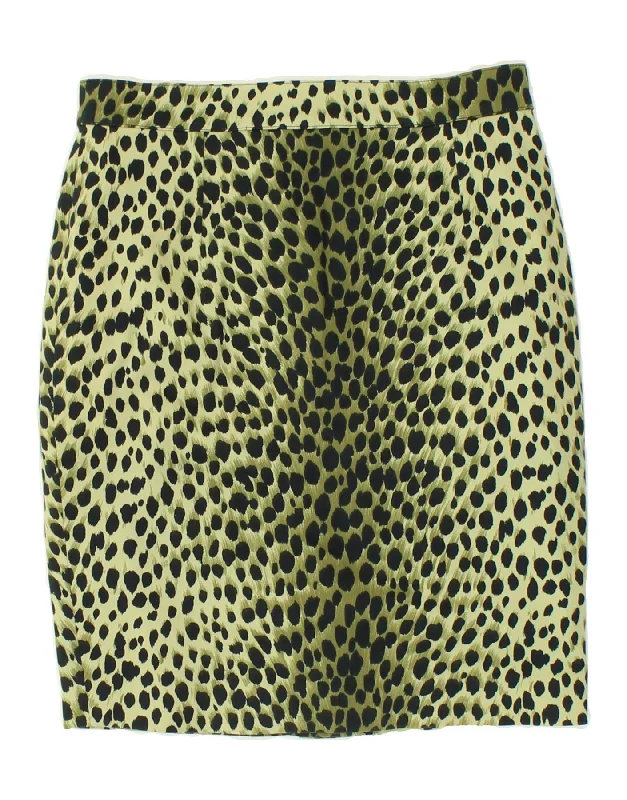 VINTAGE Womens Pencil Skirt W28 Medium Green Animal Print zip skirt side