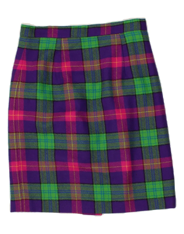 VINTAGE Womens Pencil Skirt W30 Medium Multicoloured Plaid corduroy skirt comfortable