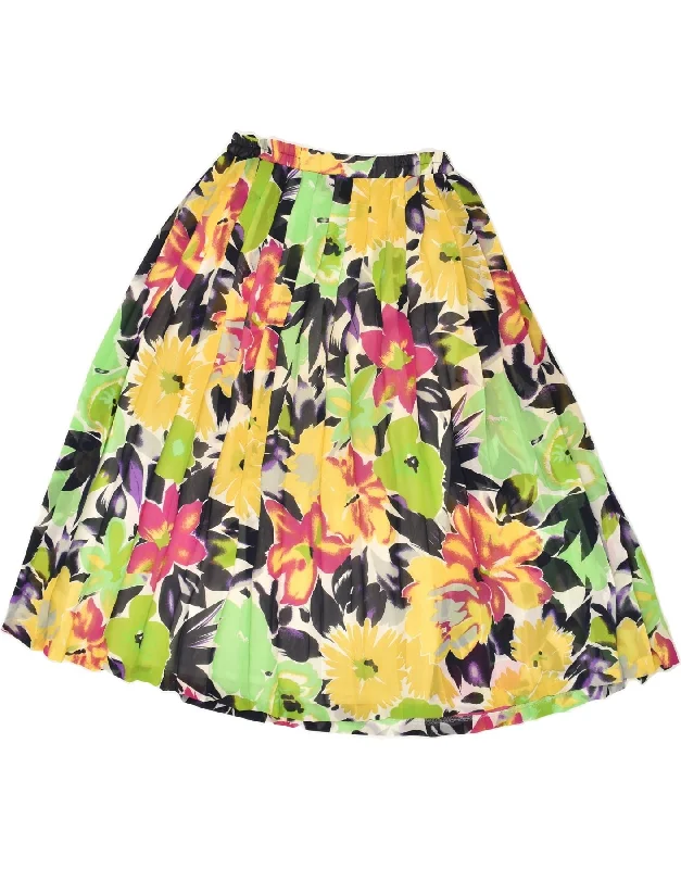 VINTAGE Womens Pleated Skirt EU 40 Medium W30  Multicoloured Floral chiffon skirt delicate