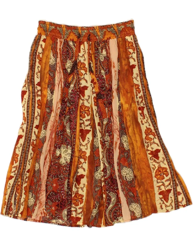 VINTAGE Womens Pleated Skirt IT 36 XS W25  Brown Floral velvet skirt plush