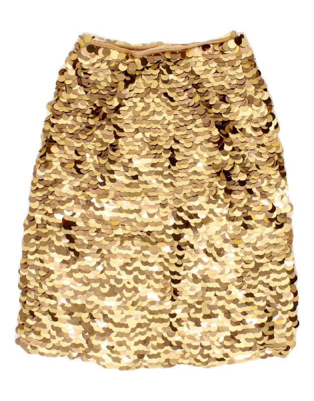 VINTAGE Womens Sequin A-Line Skirt Small W26  Gold Nylon lace skirt elegant
