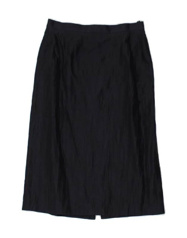 VINTAGE Womens Straight Skirt IT 40 Small W26  Navy Blue Cotton corduroy skirt cozy