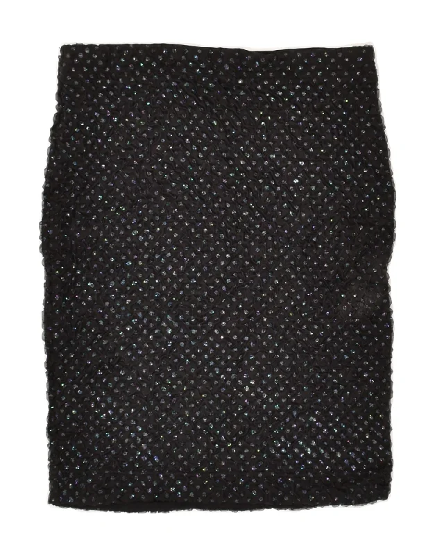 VINTAGE Womens Straight Skirt IT 44 Medium W30 Black Polyamide leather skirt modern