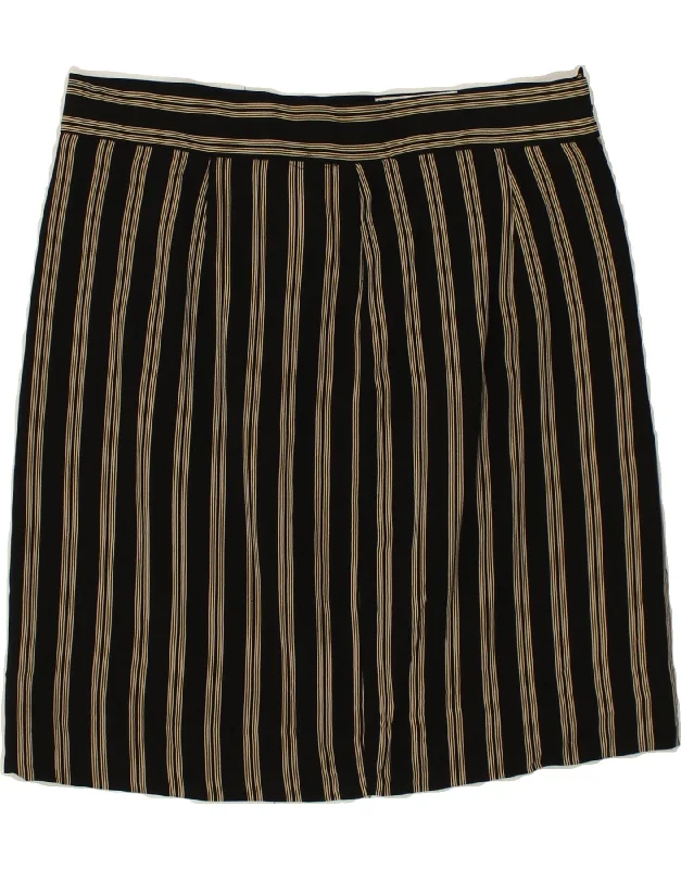 VINTAGE Womens Straight Skirt IT 48 XL W36  Black Striped corduroy skirt cozy