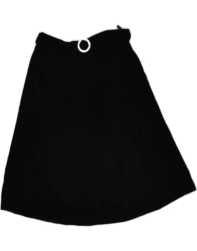 VINTAGE Womens Velvet A-Line Skirt IT 44 Medium W28  Black Polyamide maxi skirt elegant