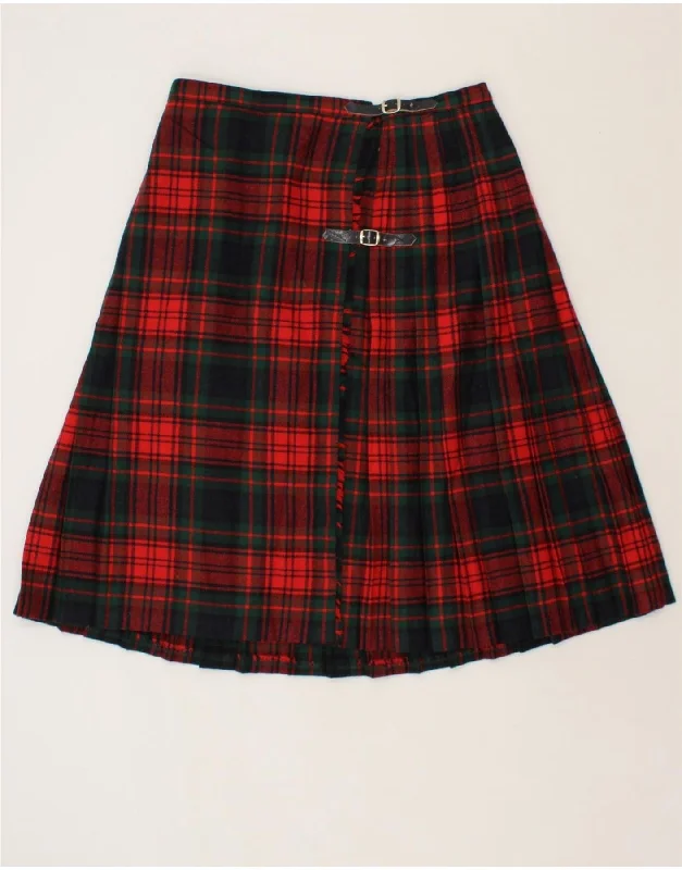 VINTAGE Womens Wrap Skirt IT 52 2XL W36 Red Plaid Wool