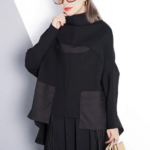 women black cotton blended blouse plus size Turtleneck pockets women batwing Sleeve patchwork cotton blended t shirt Elegant Lace Short Sleeve women black cotton blended blouse plus size Turtleneck pockets women batwing Sleeve patchwork cotton blended t shirt Elegant Lace Short Sleeve