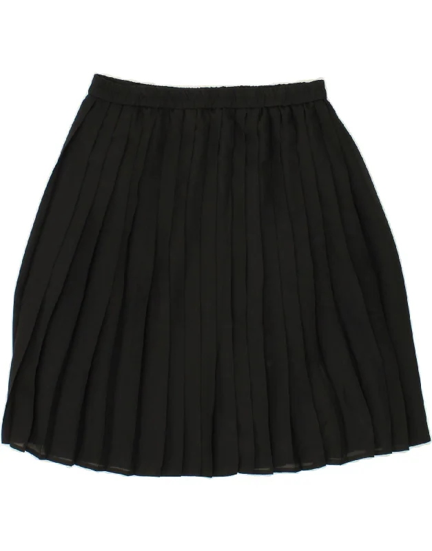 YESSICA Womens Knife Pleated Skirt EU 42 Large W30 Black linen skirt breathable