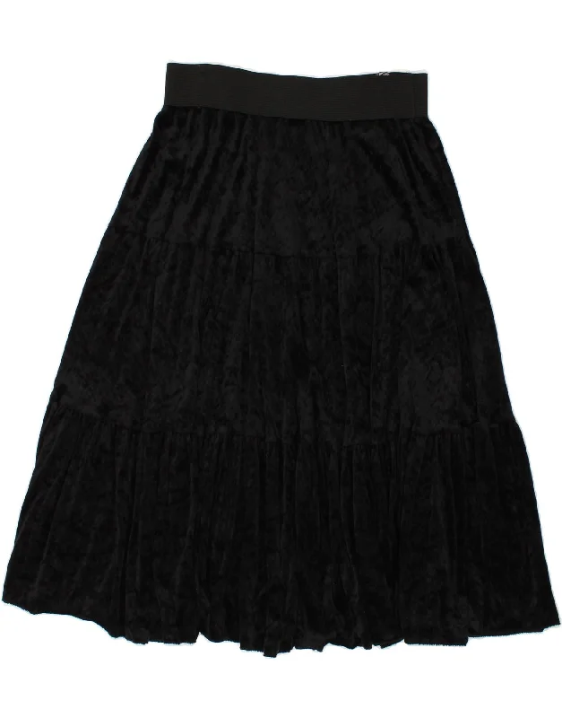 YESSICA Womens Velour High Waist A-Line Skirt EU 44 XL W32 Black Acetate denim skirt classic
