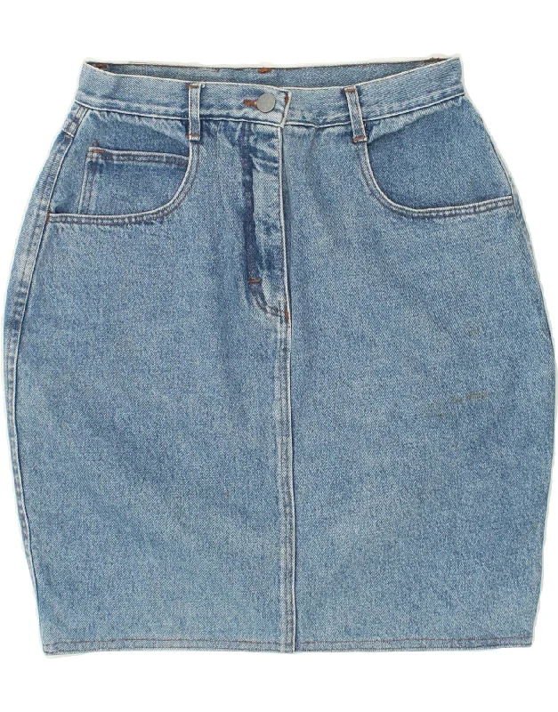 ZIP Womens Denim Pencil Skirt W28 Medium Blue Cotton pencil skirt chic