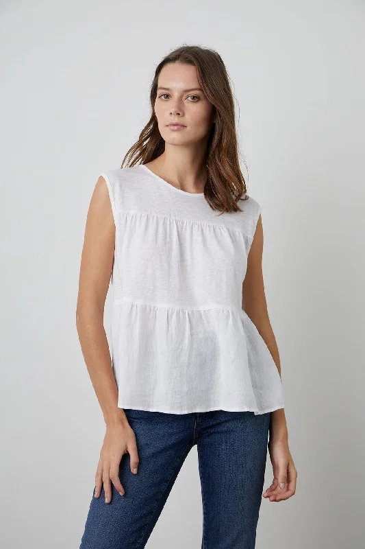 ABEL TIERED TEE V-Neck T-Shirt Long Sleeve Cotton