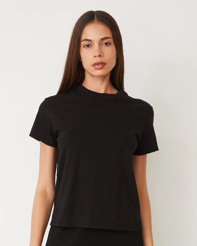 Basic Crew Neck Tee Solid Print Embellished