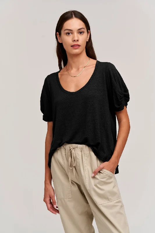 BELLA LINEN BLEND TEE Mesh Blend Leather Blend Suede Blend