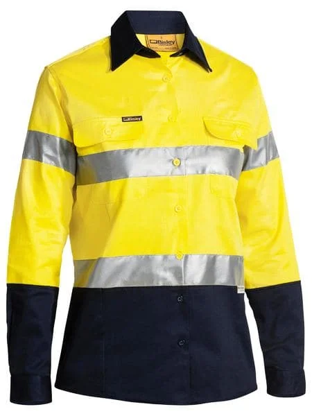 Bisley 2 Tone 3M Ladies Hi Vis Drill Shirt Long Sleeve (BLT6456) Trendy Ruffled Short Sleeve Bisley 2 Tone 3M Ladies Hi Vis Drill Shirt Long Sleeve (BLT6456) Trendy Ruffled Short Sleeve