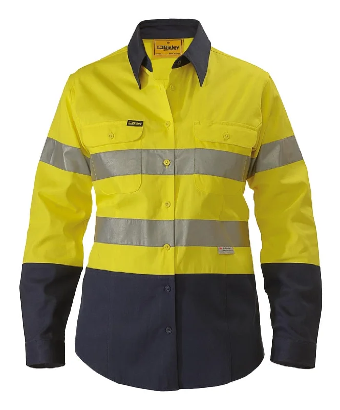 Bisley 2 Tone 3M Ladies Hi Vis Drill Shirt - Long Sleeve - Yellow/Navy (BLT6456) Modern Fit Short Sleeve Bisley 2 Tone 3M Ladies Hi Vis Drill Shirt - Long Sleeve - Yellow/Navy (BLT6456) Modern Fit Short Sleeve