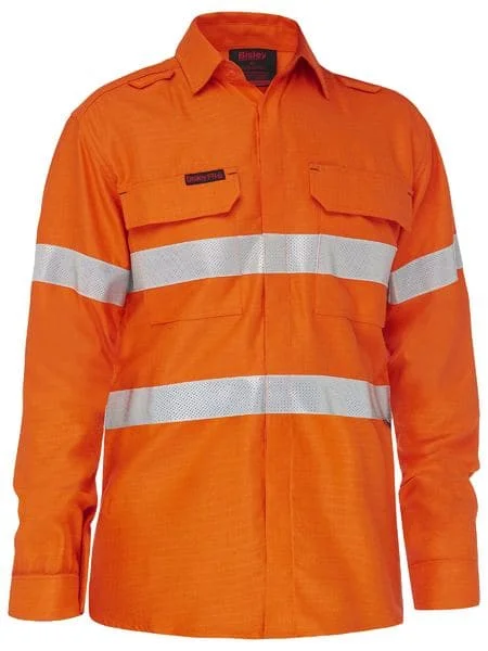 Bisley Apex 160 Women's Taped Hi Vis Lightweight FR Ripstop Vented Shirt (BL8339T) Soft Cotton Short Shirt