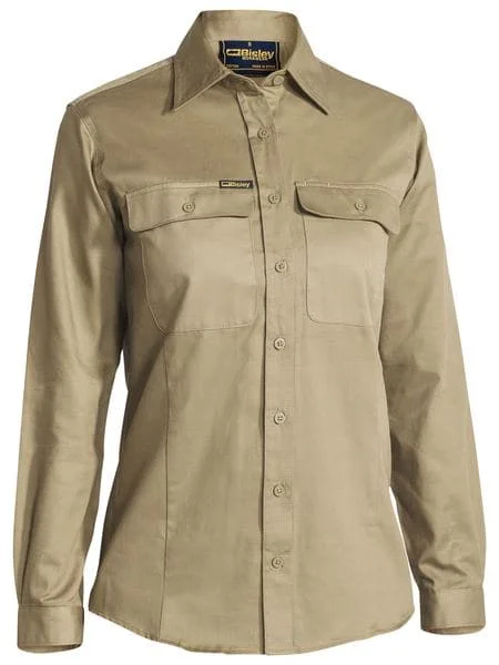 Bisley Ladies Drill Shirt - Long Sleeve (BL6339) Cozy Knit Short Sleeve Top