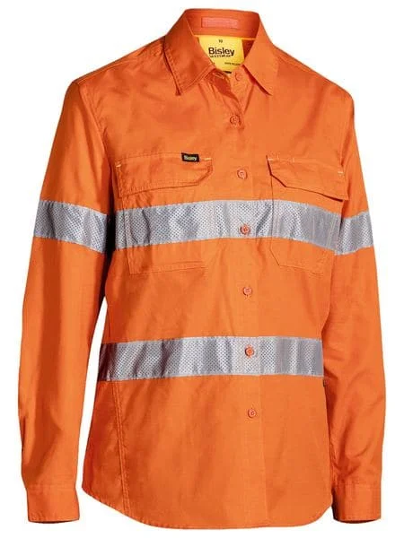 Bisley Women's 3M Taped Hi Vis X Airflow™ Ripstop Shirt - Orange (BL6416T) Relaxed Short Sleeve Tee Bisley Women's 3M Taped Hi Vis X Airflow™ Ripstop Shirt - Orange (BL6416T) Relaxed Short Sleeve Tee