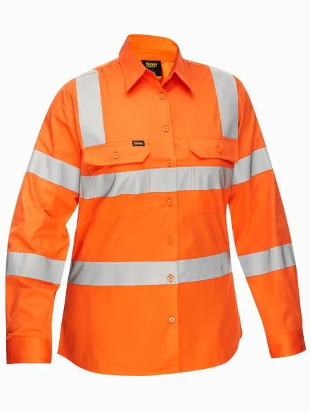 Bisley Womens Taped Biomotion Cool Lightweight Hi Vis Shirt (BL6016T) Elegant Longline Short Shirt Bisley Womens Taped Biomotion Cool Lightweight Hi Vis Shirt (BL6016T) Elegant Longline Short Shirt