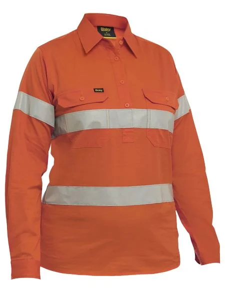 Bisley Womens Taped Hi Vis Cool Lightweight Closed Front Shirt (BLC6897T) Casual Plain Short Shirt Bisley Womens Taped Hi Vis Cool Lightweight Closed Front Shirt (BLC6897T) Casual Plain Short Shirt