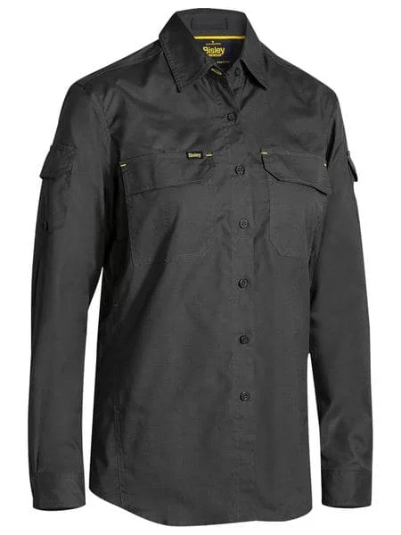 Bisley Women's X Airflow Ripstop Shirt - Charcoal (BL6414) Comfortable Short Sleeve Tee
