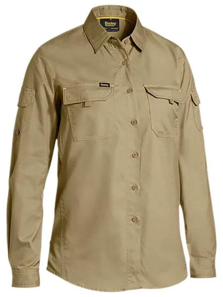 Bisley Women's X Airflow Ripstop Shirt - Khaki (BL6414) Casual Cotton Short Shirt