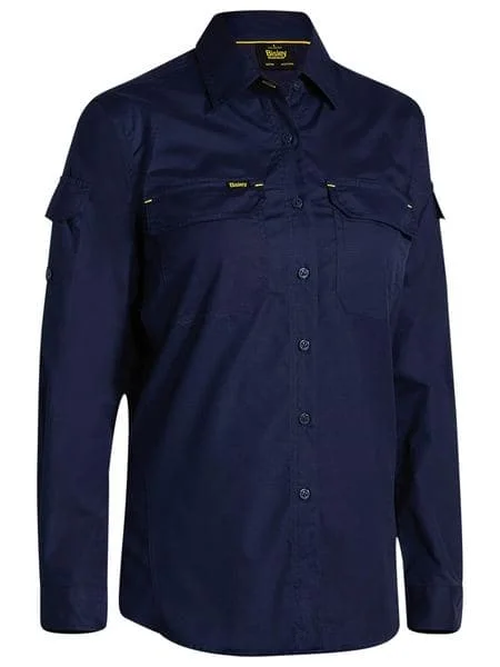 Bisley Women's X Airflow Ripstop Shirt - Navy (BL6414) Relaxed Fit Short Shirt