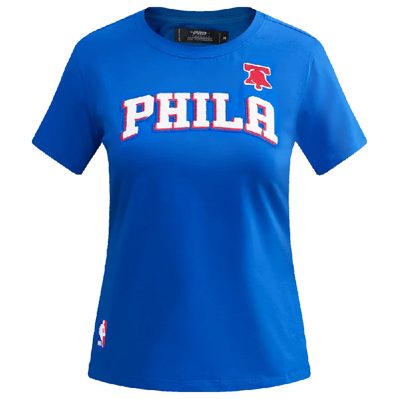 NBA PHILADELPHIA 76ERS CLASSIC WOMEN'S SJ SLIM FIT TEE (ROYAL BLUE) Terry Blend Velvet Blend Canvas Blend