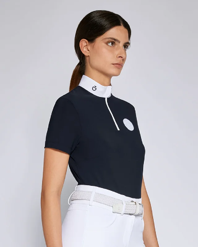 Cavalleria Toscana CT Lightweight Jersey Short-Sleeved Competition Shirt Chic V-Neck Short Blouse Cavalleria Toscana CT Lightweight Jersey Short-Sleeved Competition Shirt Chic V-Neck Short Blouse
