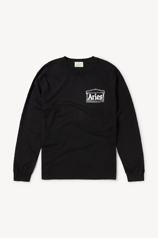 Temple LS Tee Asymmetrical Pockets Print