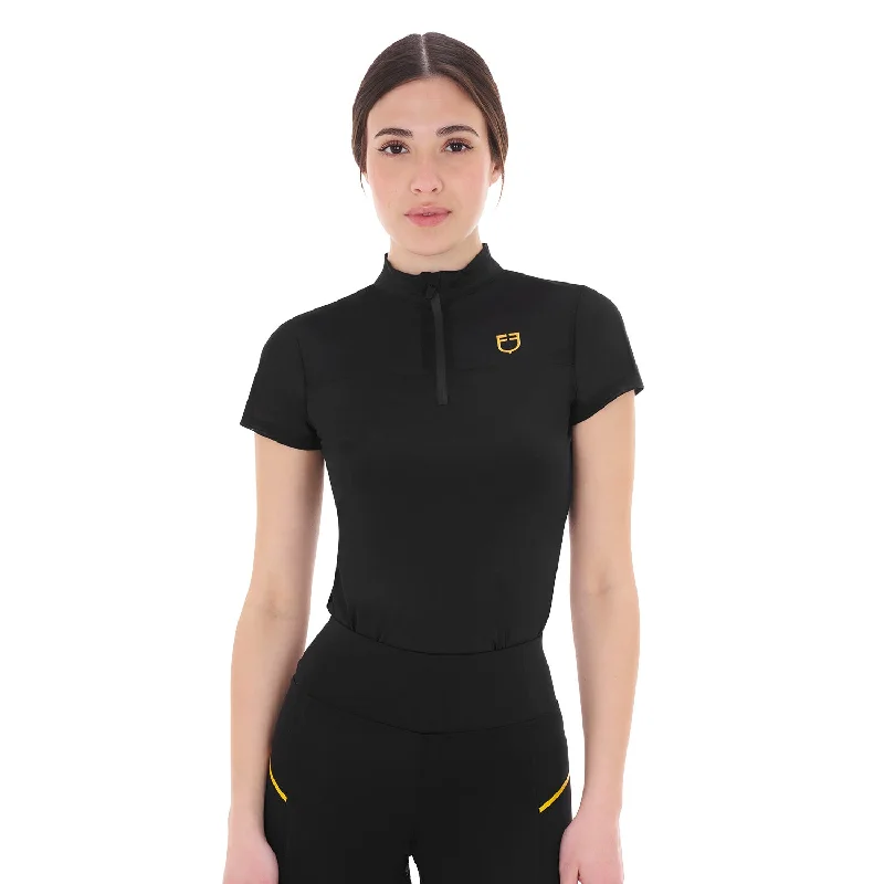Women's Training Polo Shirt with Mesh Inserts Stylish Crew Neck Shirt