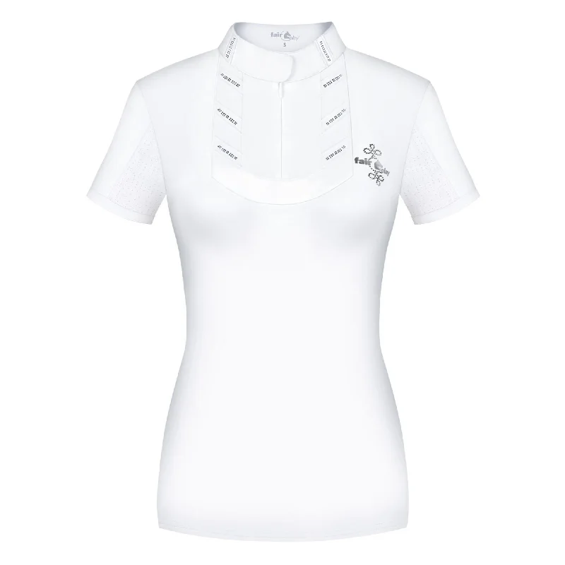 Fair Play Ladies Competition Shirt INGRID, White Soft Flowing Short Shirt