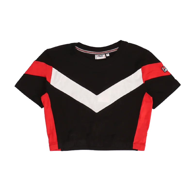 Thamina Cropped Tee - Black/True red/Bright white Mesh Canvas Denim