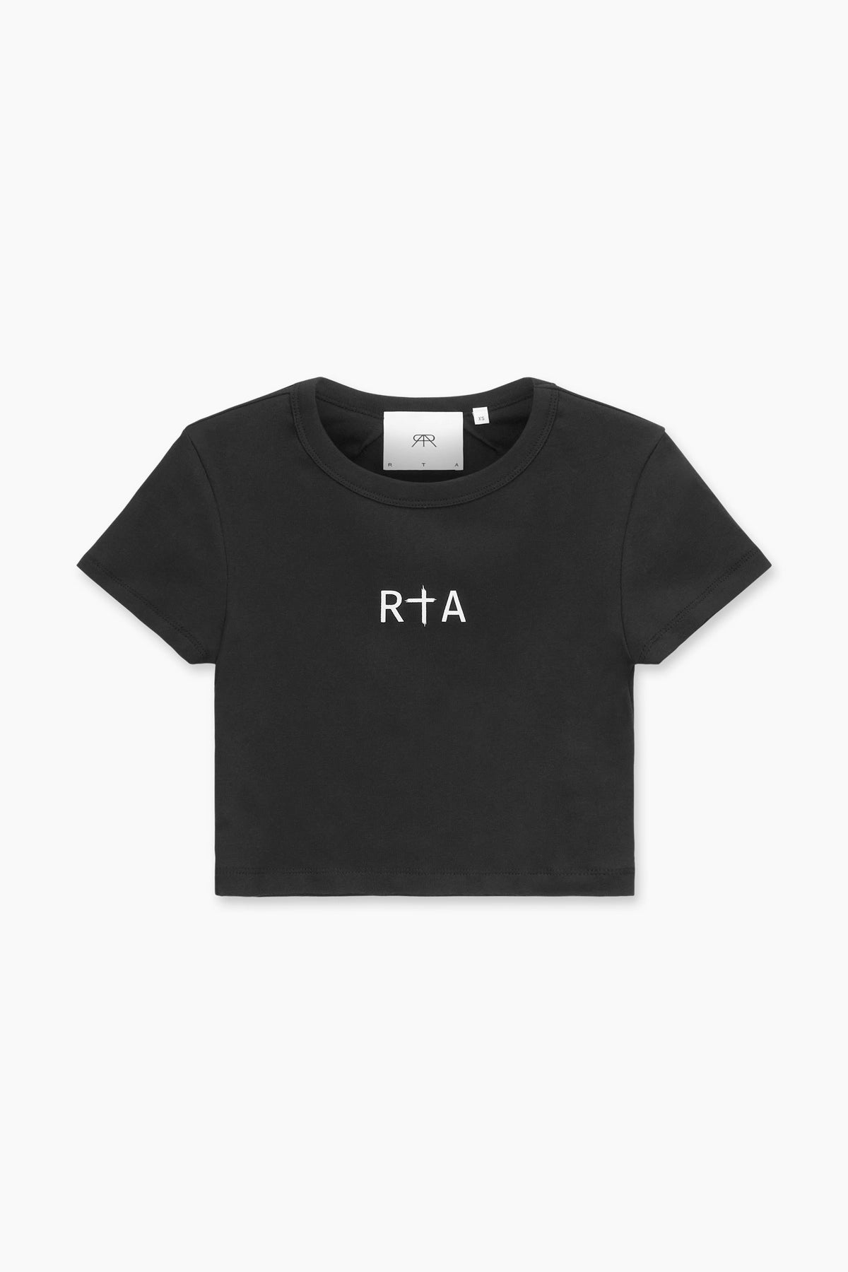 FLOCKED LOGO CROPPED TEE Faux Fur Fabric Real Fur Fabric Shearling Fabric