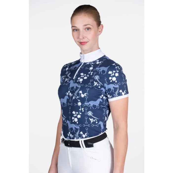 Ladies Short Sleeve Competition Shirt Bloomsbury Trendy Ruffled Short Sleeve