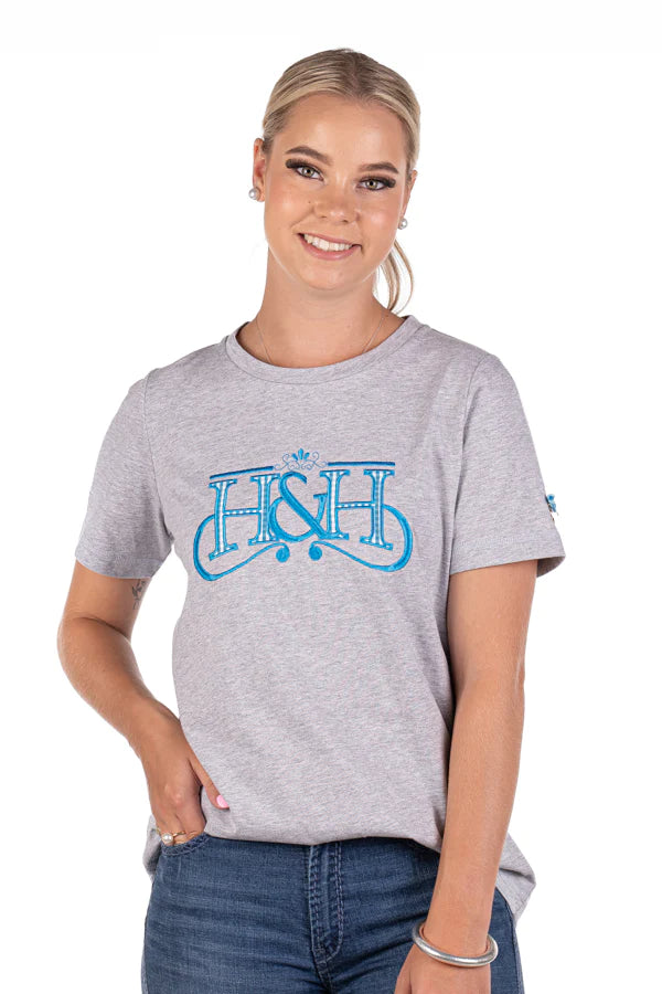 Hitchley and Harrow T Shirt Grey H & H Logo Relaxed Fit Short Blouse