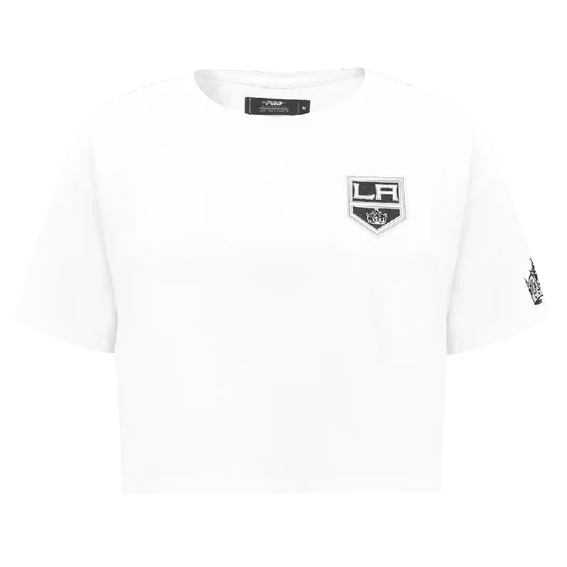 NHL LOS ANGELES KINGS CLASSIC WOMEN'S BOXY TEE (WHITE) Welt Pockets Slit Pockets