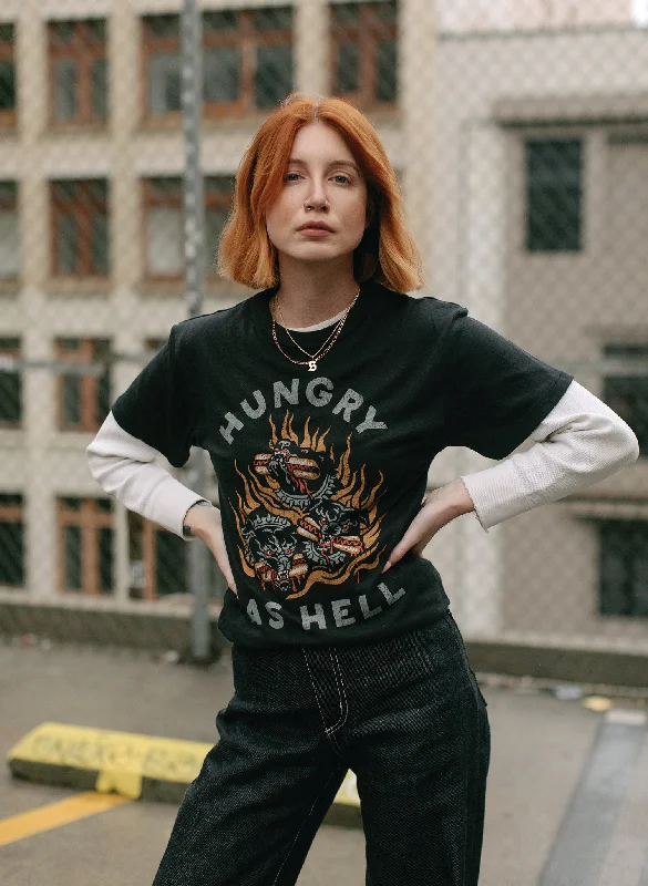 Hungry as Hell Tee Collared T-Shirt Boat Neck A-Line