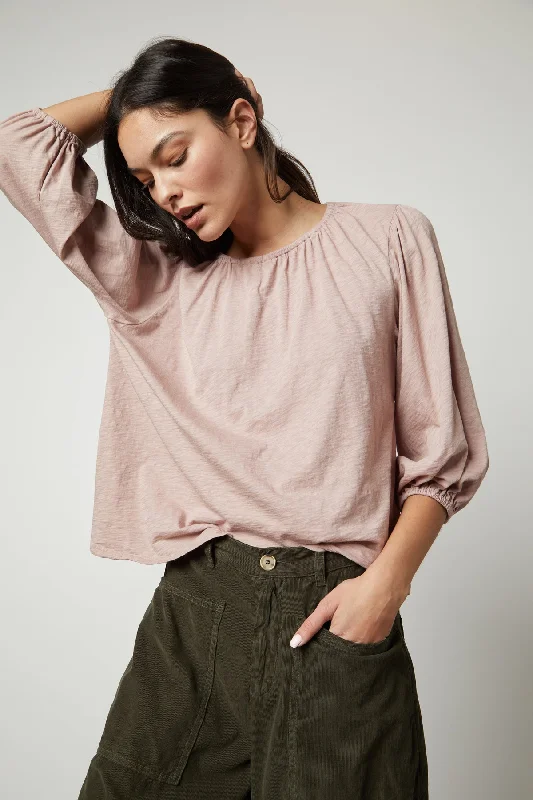 JULIE 3/4 SLEEVE TEE Graphic Embroidered Appliqued