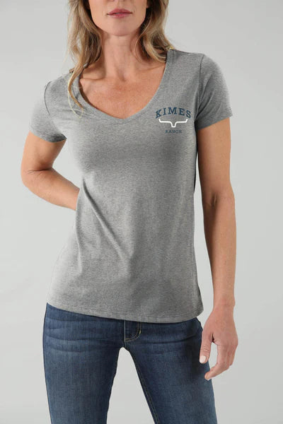 Kimes Ranch - Ladies Since 2009 - Shirt Grey Heather Fashionable Short Sleeve Vest